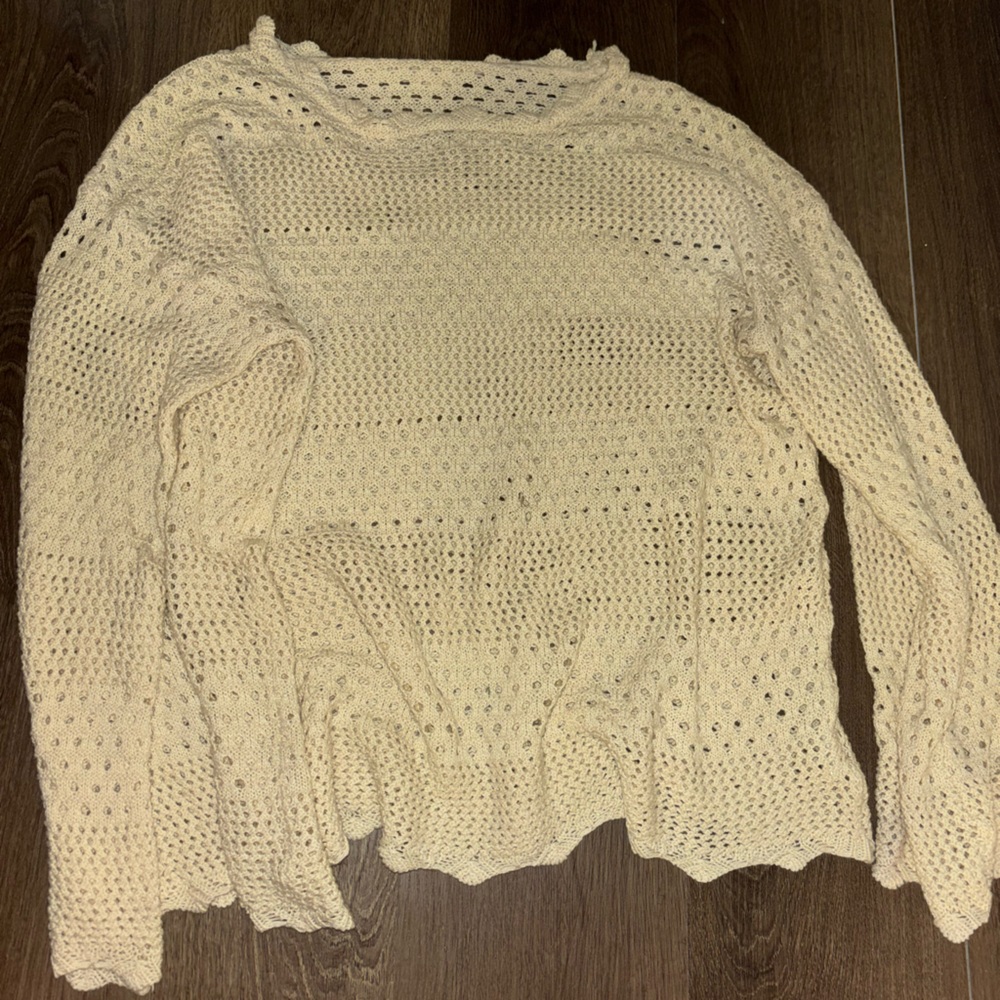 Cream Open-Knit Women’s Sweater